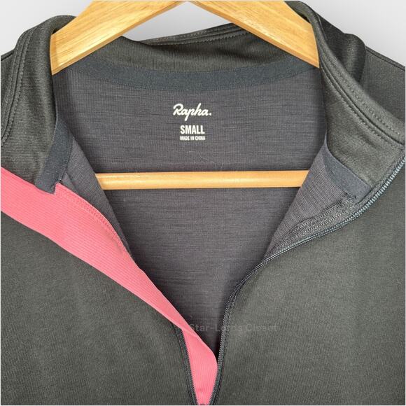 Rapha Black Core Long Sleeve Jersey Small Pink Trim Full Zip Performance Cycling - Picture 4 of 9